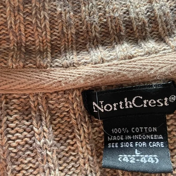 Vintage NorthCrest Tan 100% Cotton Half Button Sweater - Picture 8 of 10